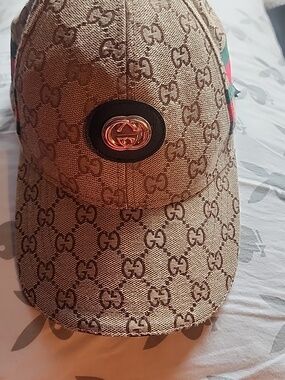 Gucci Beige Monogram Baseball Cap with Gold Logo